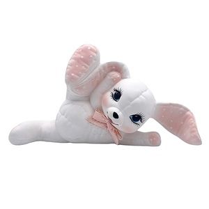 Vintage pink and white ceramic bunny rabbit figurine
